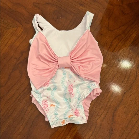 James & Lottie Pink and White Seahorse Swimsuit - Picture 2 of 2